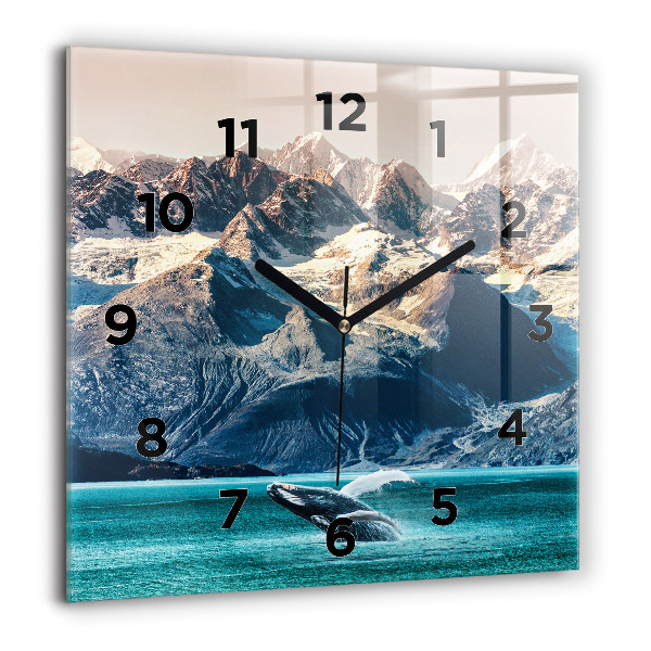 Square wall clock Whale water