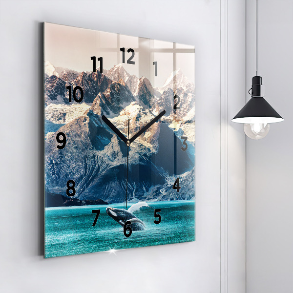 Square wall clock Whale water