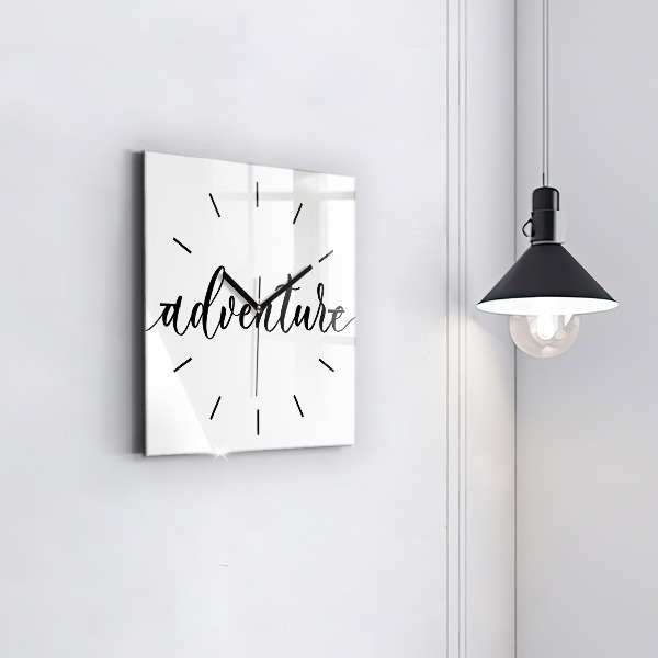 Square wall clock Adventure inscription