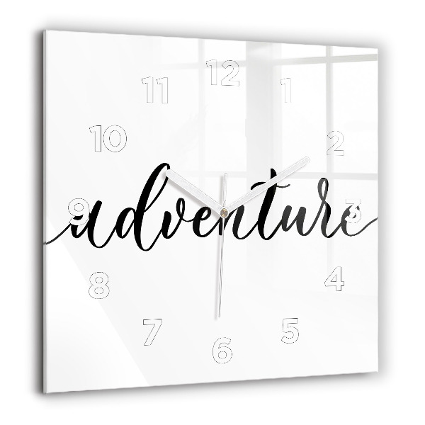 Square wall clock Adventure inscription