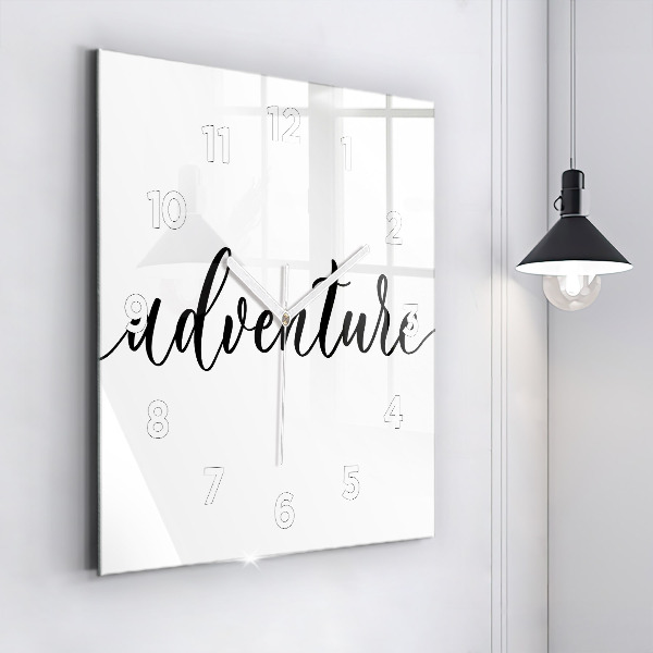 Square wall clock Adventure inscription