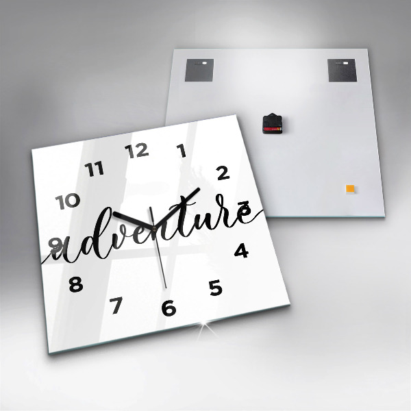 Square wall clock Adventure inscription