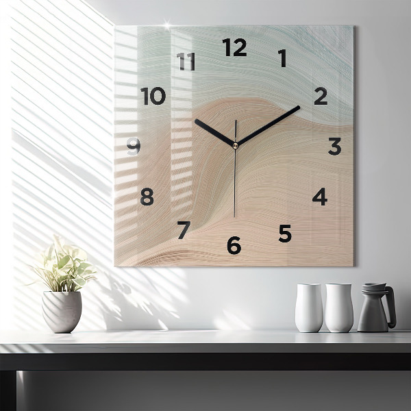 Square wall clock Wave abstraction