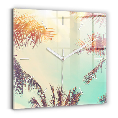 Square wall clock Tropical palm trees