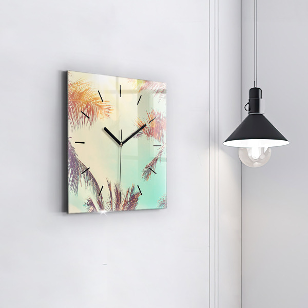 Square wall clock Tropical palm trees