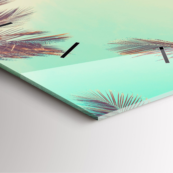 Square wall clock Tropical palm trees