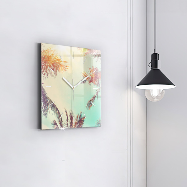 Square wall clock Tropical palm trees