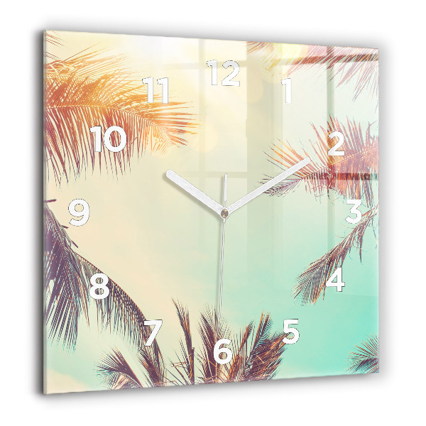 Square wall clock Tropical palm trees