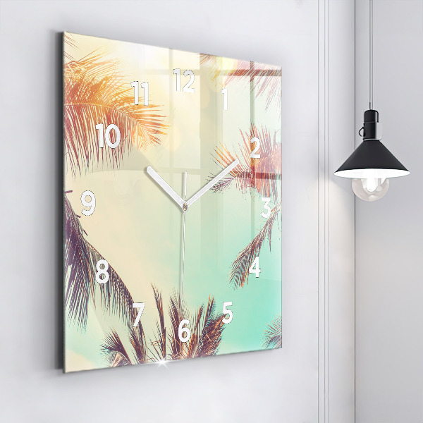 Square wall clock Tropical palm trees