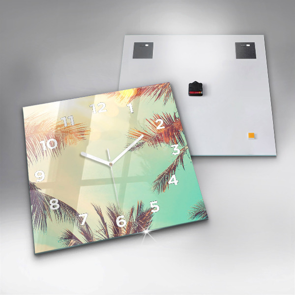 Square wall clock Tropical palm trees