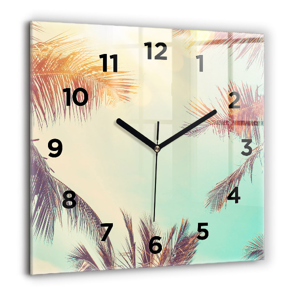 Square wall clock Tropical palm trees