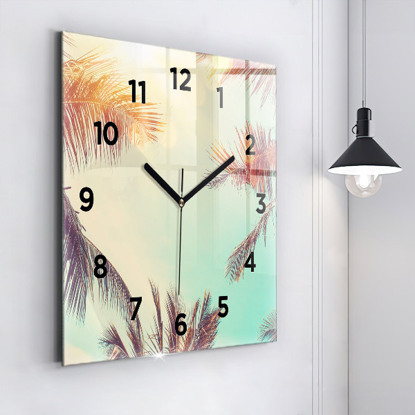 Square wall clock Tropical palm trees