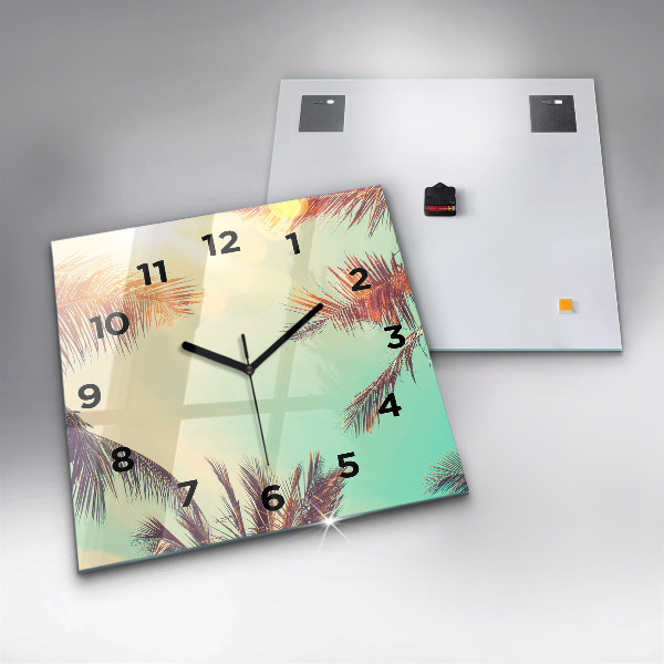 Square wall clock Tropical palm trees