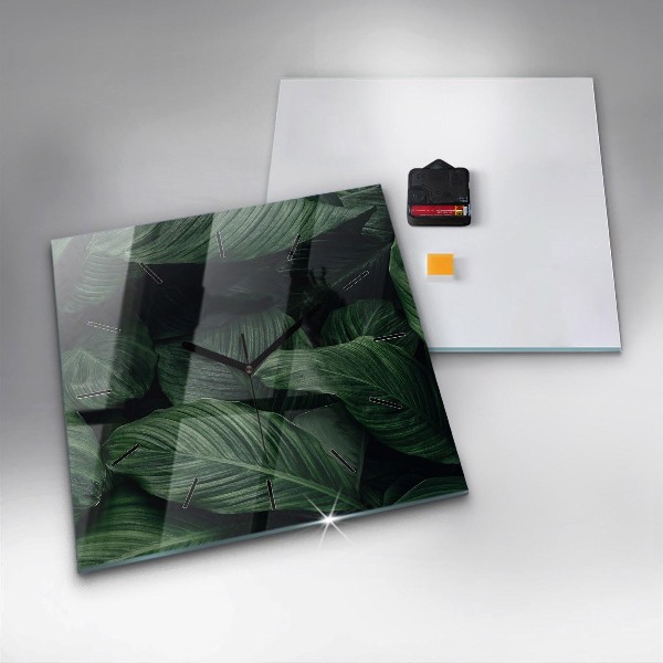 Square wall clock Tropical Monstera