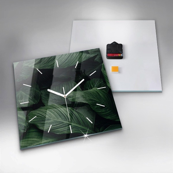Square wall clock Tropical Monstera