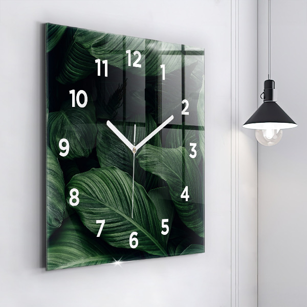 Square wall clock Tropical Monstera