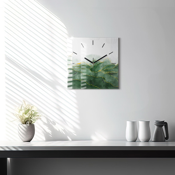 Square wall clock Abstraction leaves