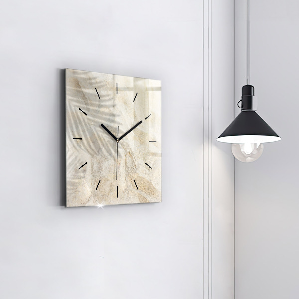Square wall clock Palm tree shadow sand