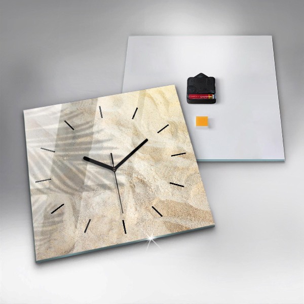 Square wall clock Palm tree shadow sand