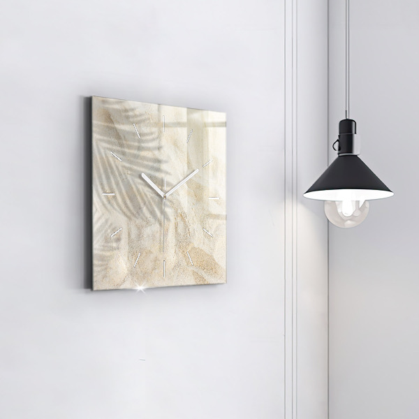 Square wall clock Palm tree shadow sand