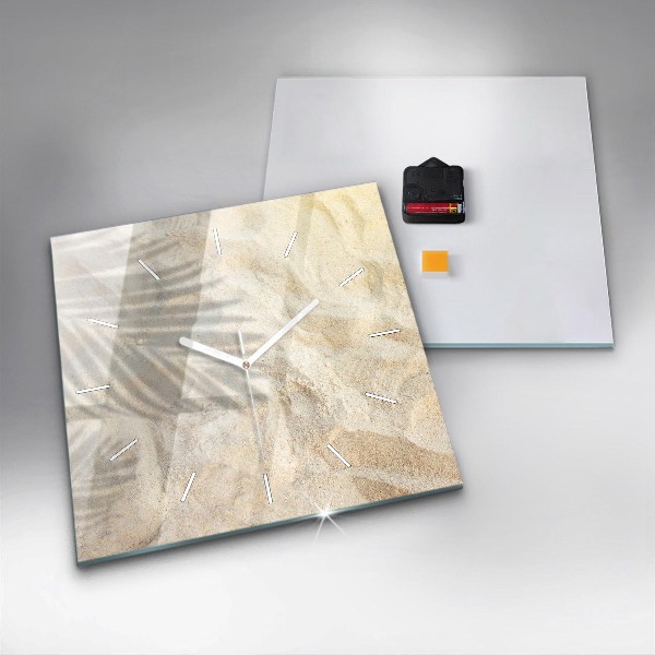 Square wall clock Palm tree shadow sand