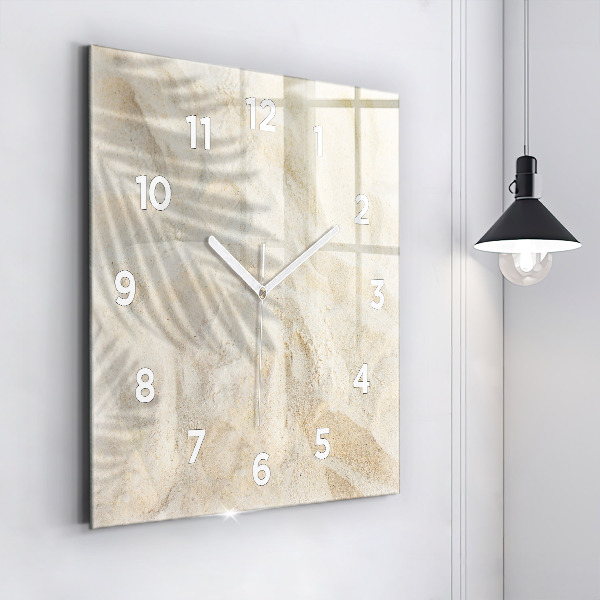Square wall clock Palm tree shadow sand