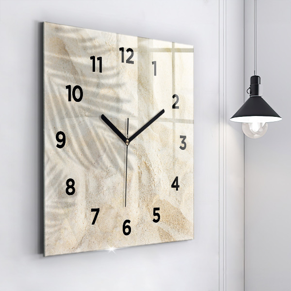 Square wall clock Palm tree shadow sand