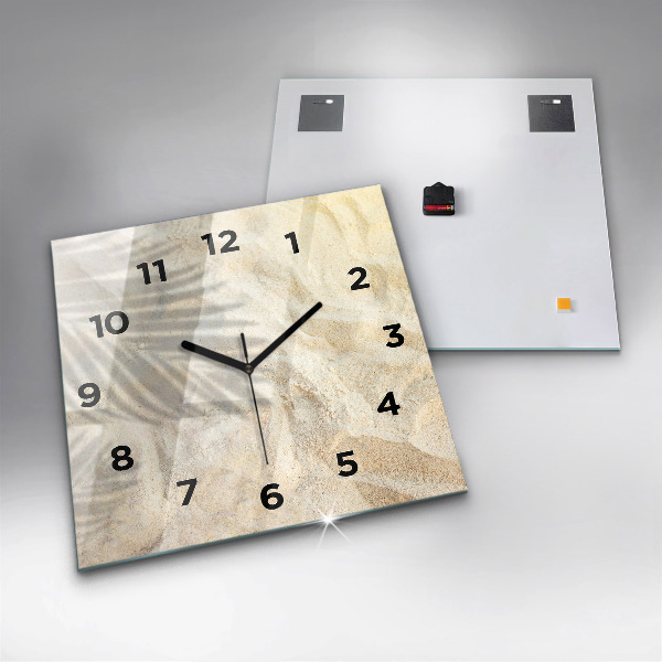 Square wall clock Palm tree shadow sand