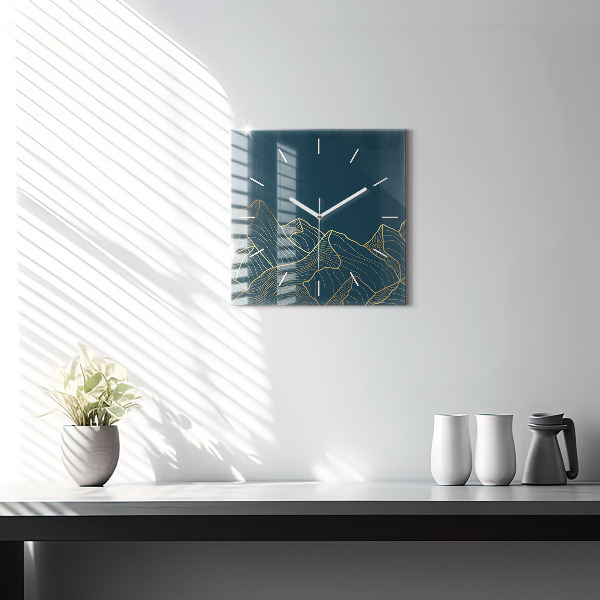 Square wall clock Sketch of the mountains
