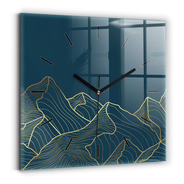 Square wall clock Sketch of the mountains