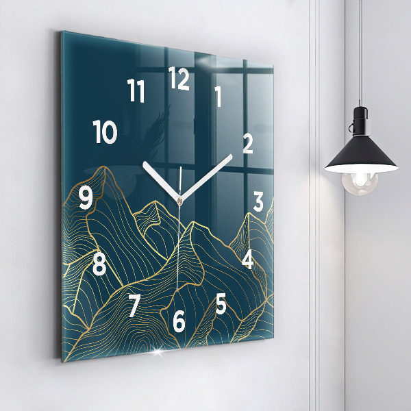 Square wall clock Sketch of the mountains