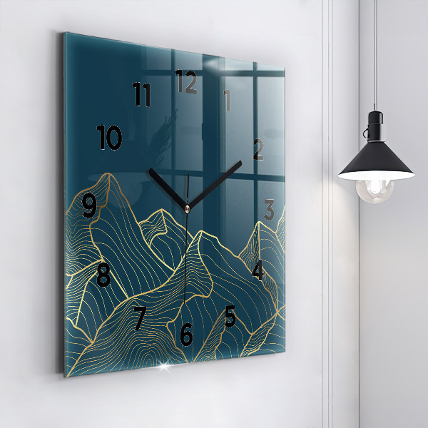 Square wall clock Sketch of the mountains