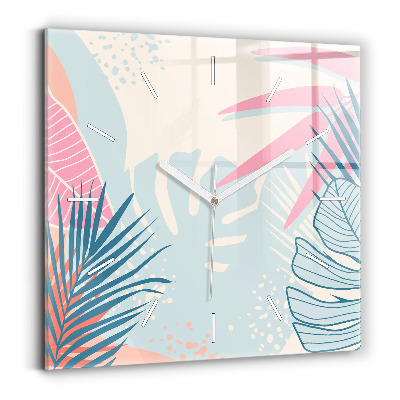Square wall clock Pastel Leaves – Tropics