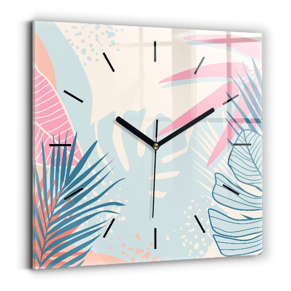 Square wall clock Pastel Leaves – Tropics