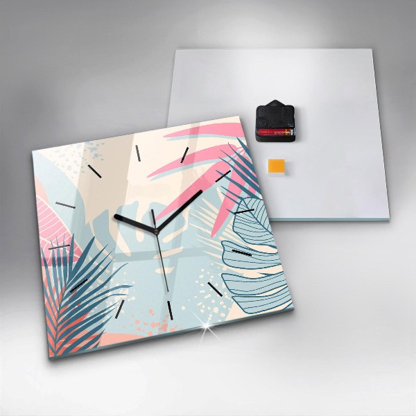 Square wall clock Pastel Leaves – Tropics