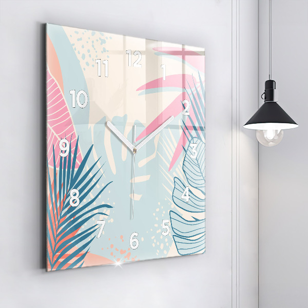 Square wall clock Pastel Leaves – Tropics