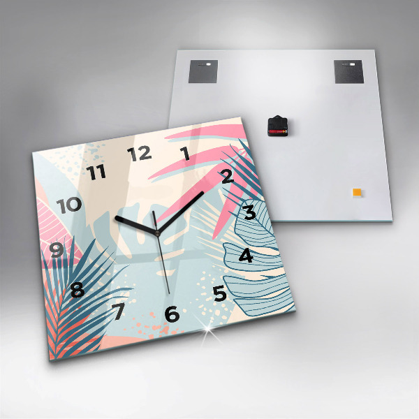 Square wall clock Pastel Leaves – Tropics
