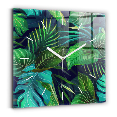 Square wall clock Exotic leaves