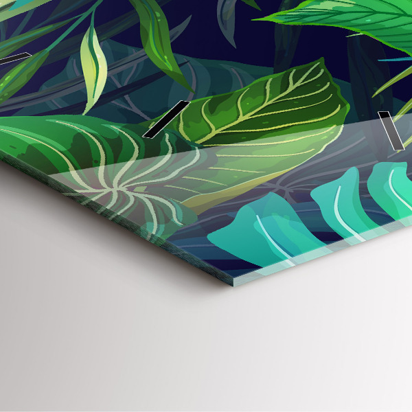 Square wall clock Exotic leaves