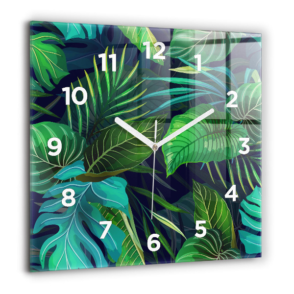 Square wall clock Exotic leaves