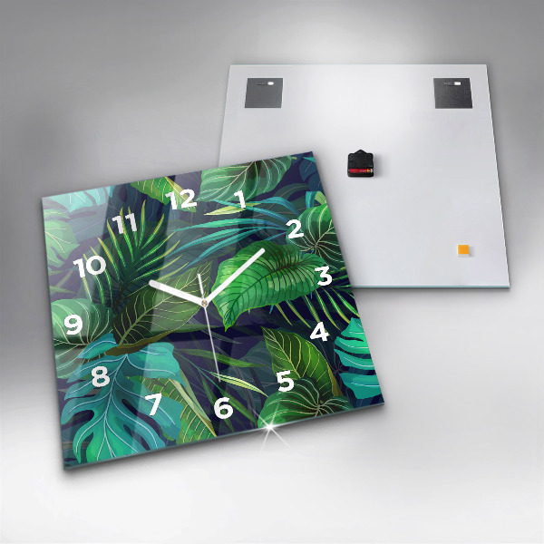 Square wall clock Exotic leaves