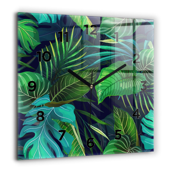 Square wall clock Exotic leaves