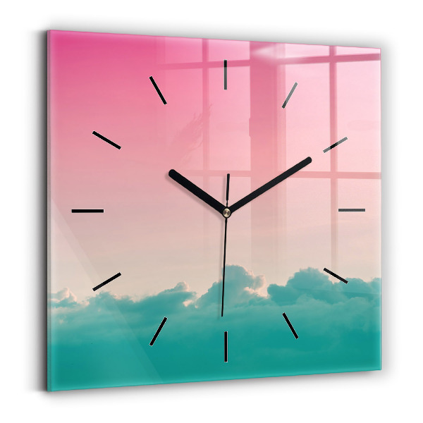 Square wall clock Sky and mountain gradient