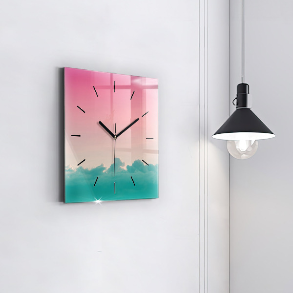 Square wall clock Sky and mountain gradient