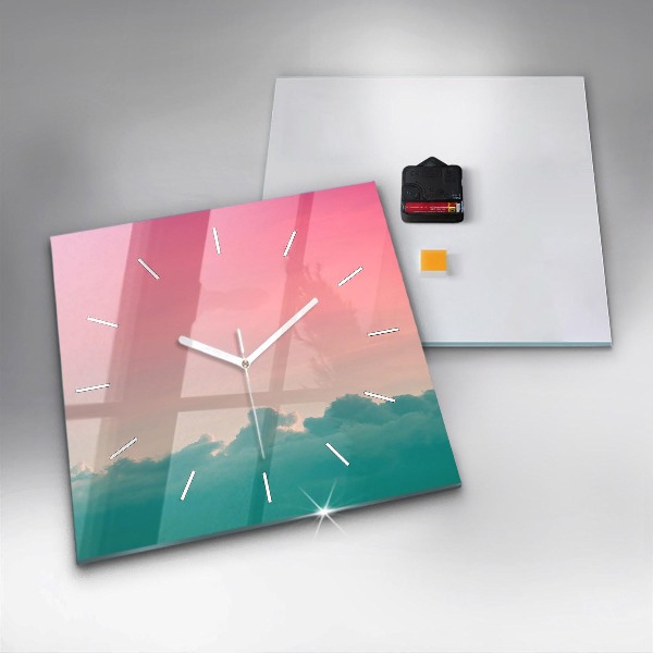 Square wall clock Sky and mountain gradient