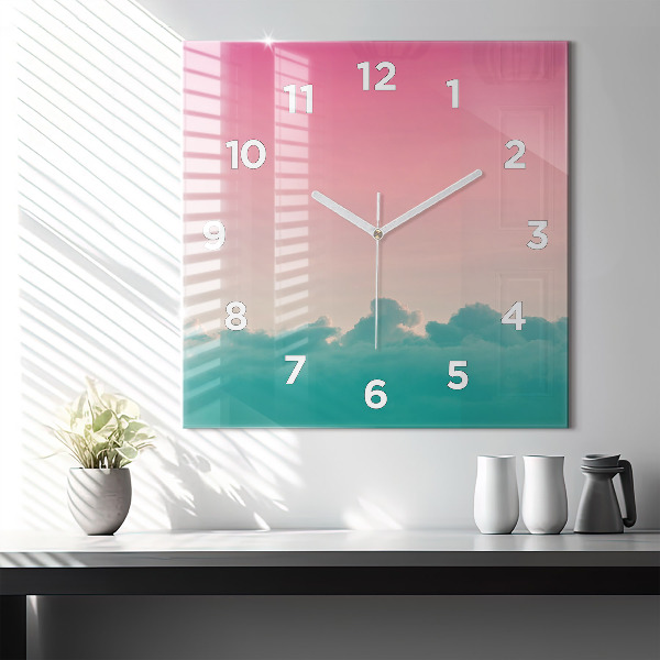 Square wall clock Sky and mountain gradient