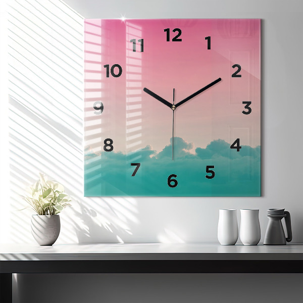 Square wall clock Sky and mountain gradient
