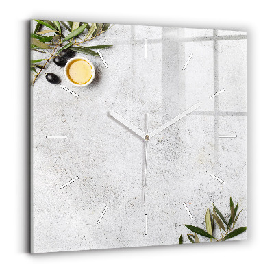 Square wall clock Minimalist olives