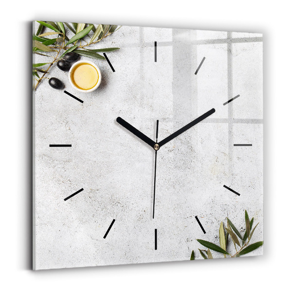 Square wall clock Minimalist olives