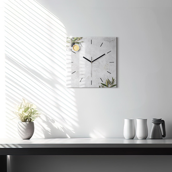Square wall clock Minimalist olives
